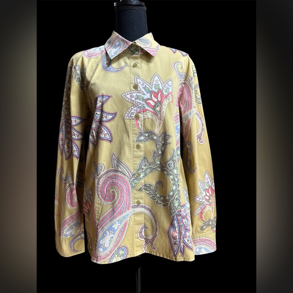 Talbots Stretch‎ Button Down Women’s XL Fitted Large Paisley EUC